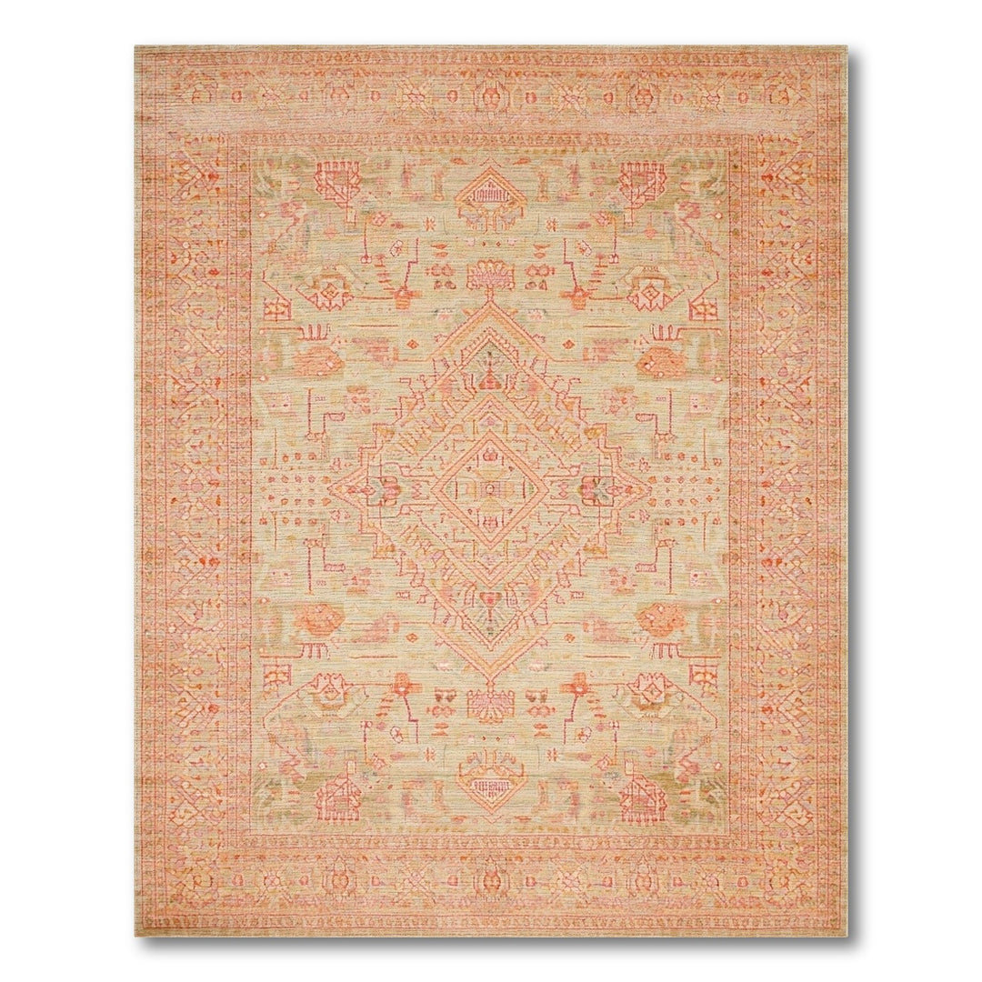 Mint Green Distressed Medallion Area Rug