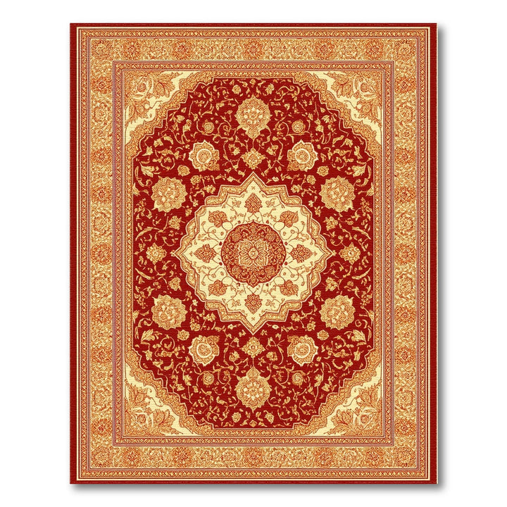 Red Rich Red Persian Floral Medallion Area Rug