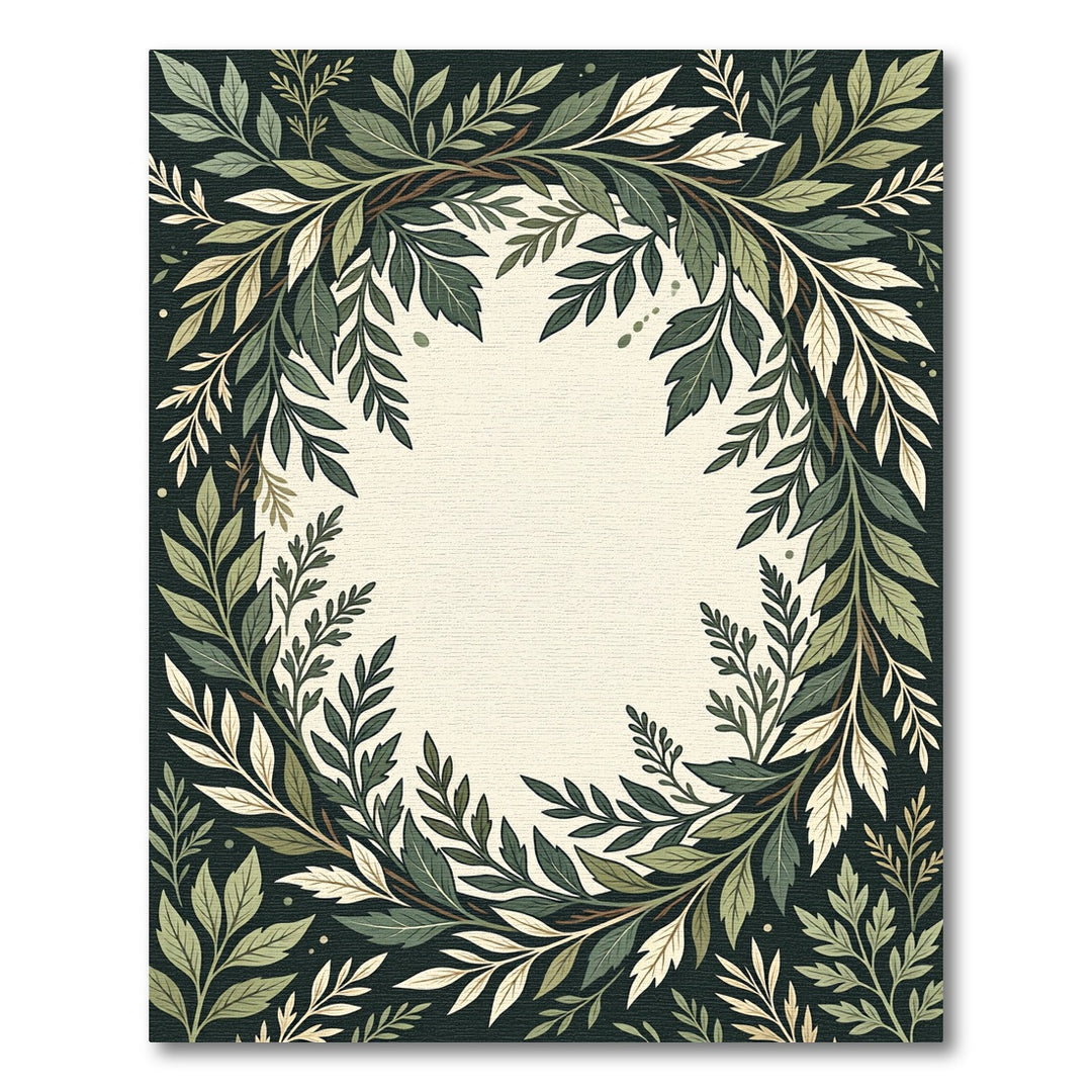 Emerald Green Leafy Garland Border Rug