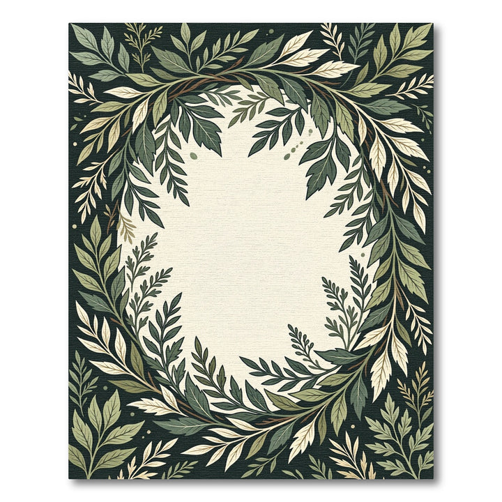Emerald Green Leafy Garland Border Rug
