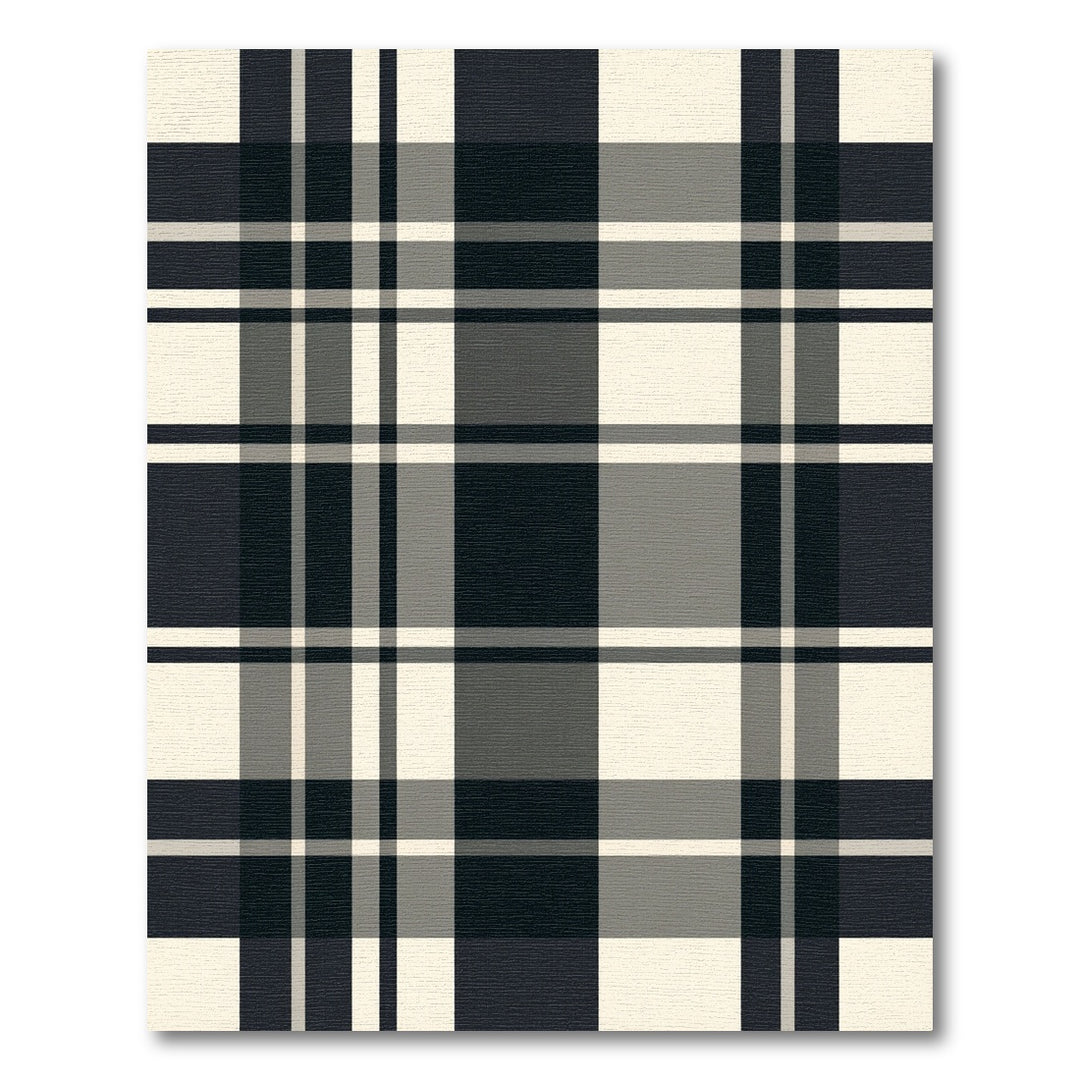 Classic Black Gray Tartan Plaid Rug