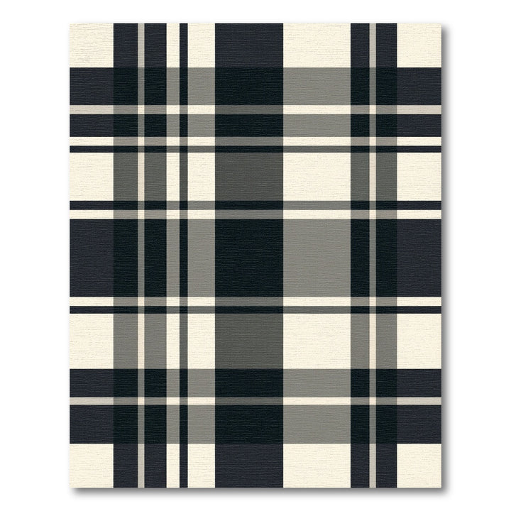 Classic Black Gray Tartan Plaid Rug