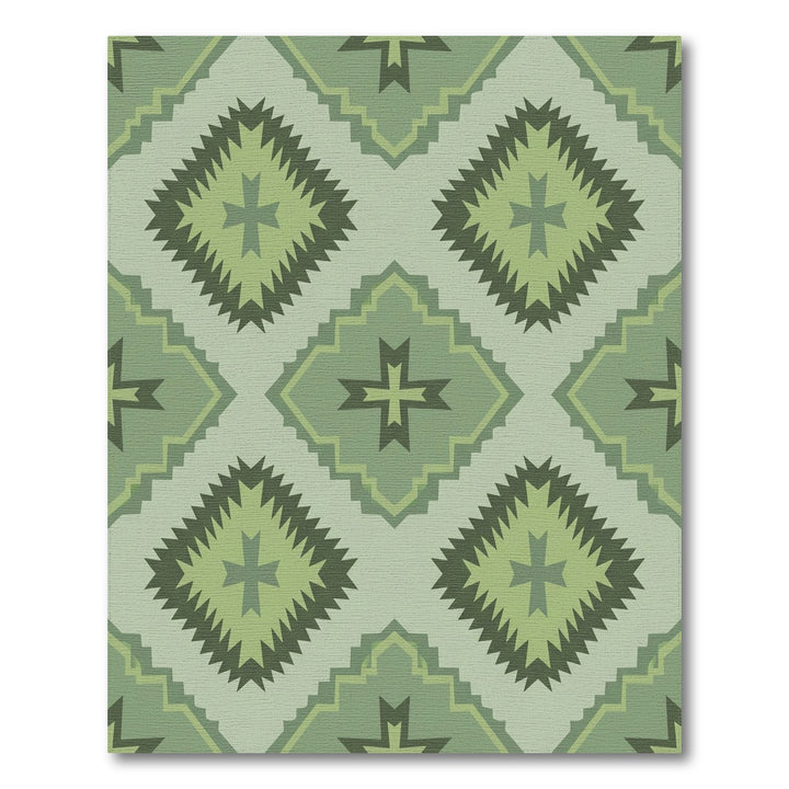 Sage Green Diamond Tribal Rug