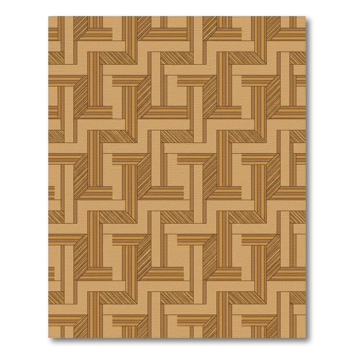 Earthy Tone Geometric Wood Weave Rug