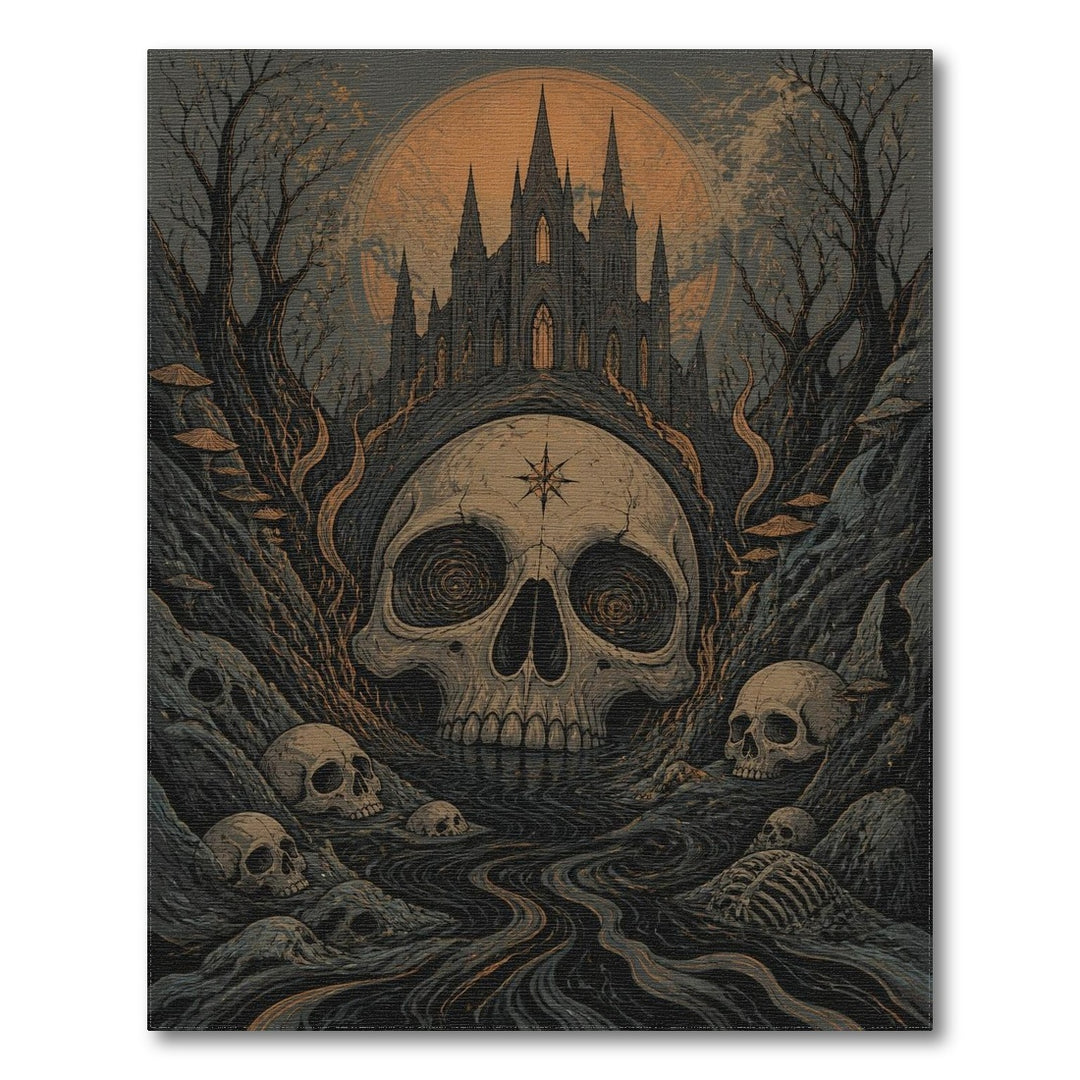 Gothic Skull Moon Area Rug