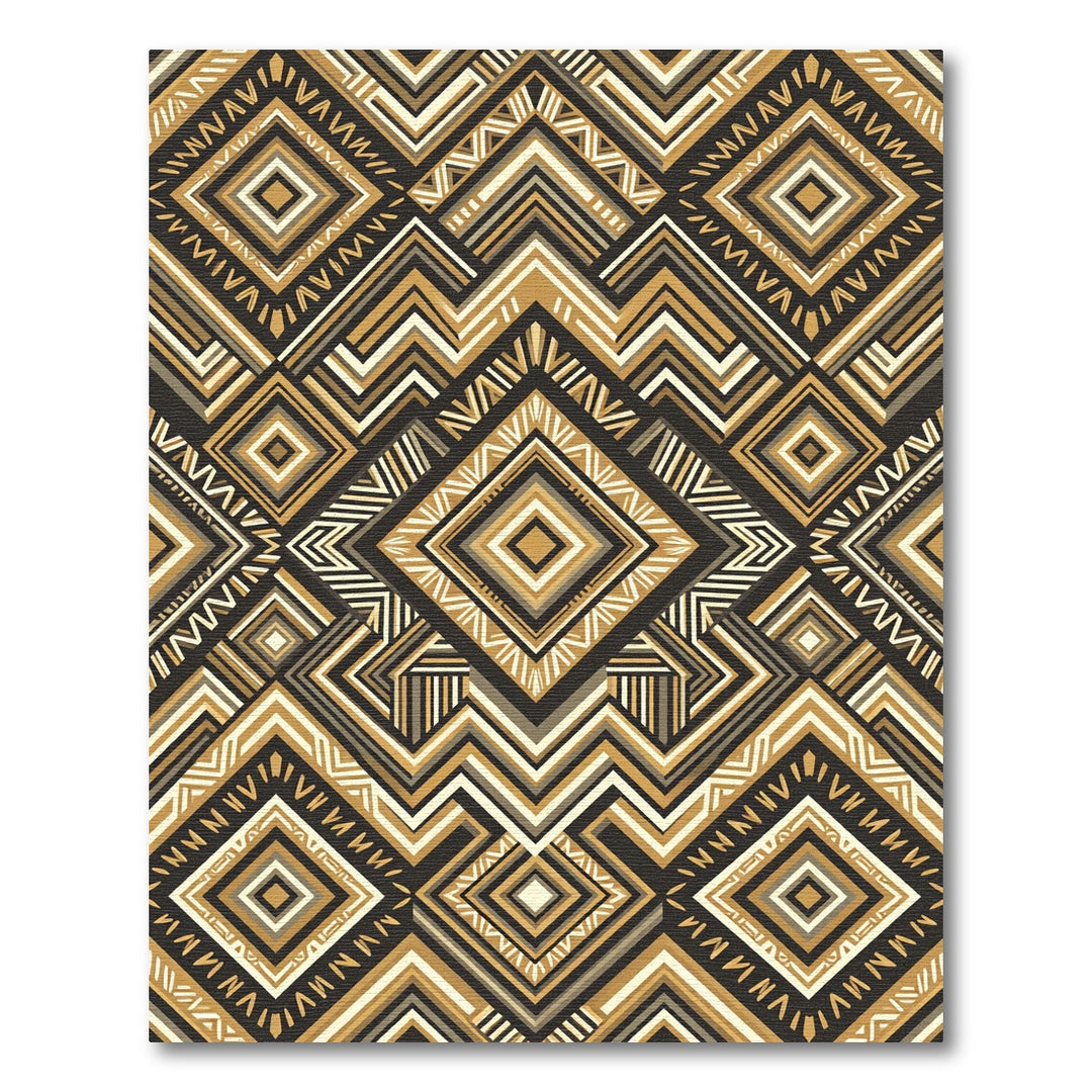 Gold Black Chic Geometric Diamond Rug