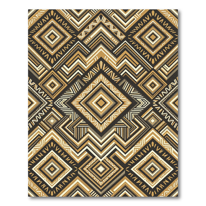 Gold Black Chic Geometric Diamond Rug
