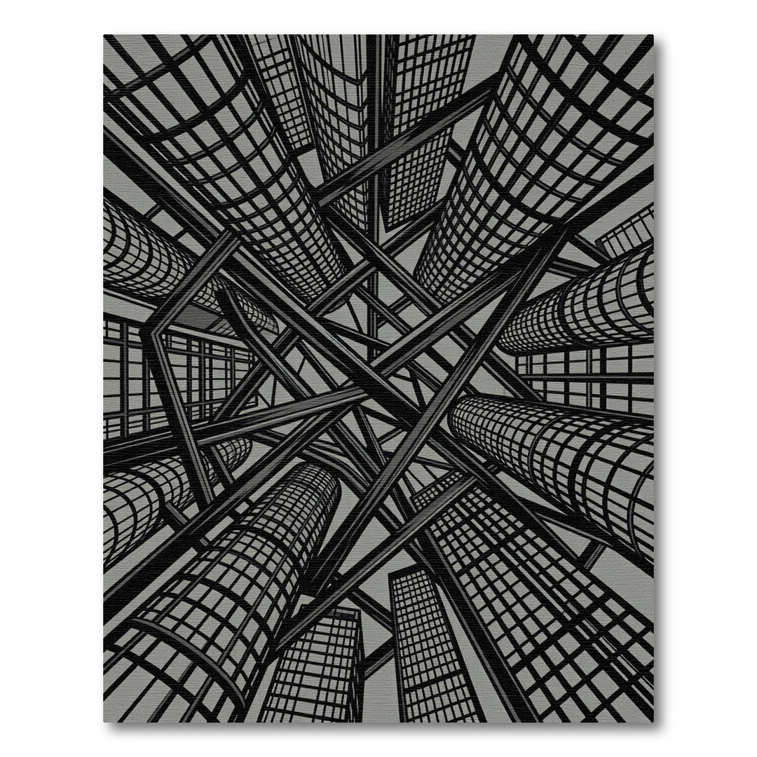 Monochromatic Urban Scape Perspective Rug
