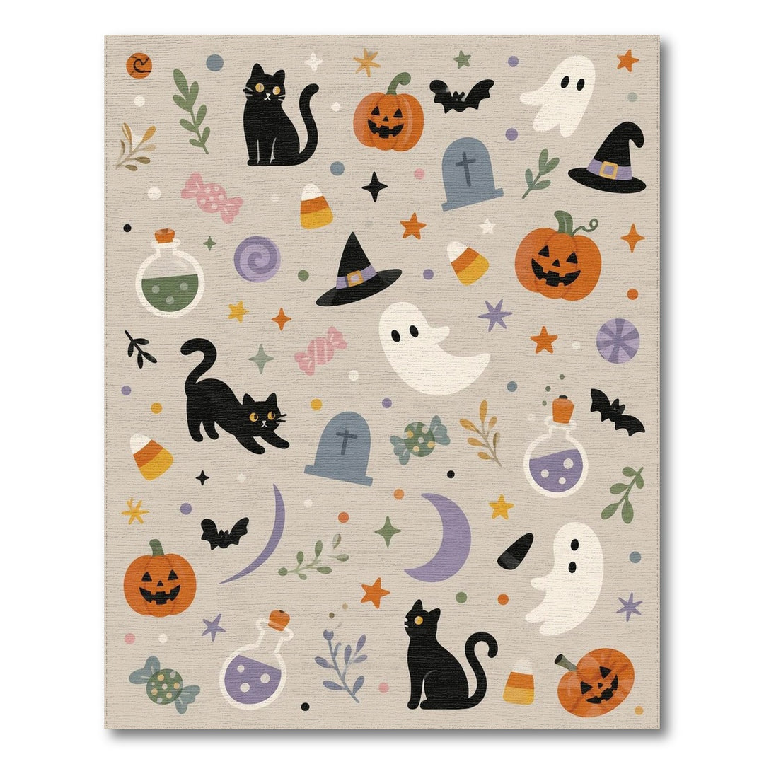 Halloween Cats Pumpkins Kids Cartoon Area Rug