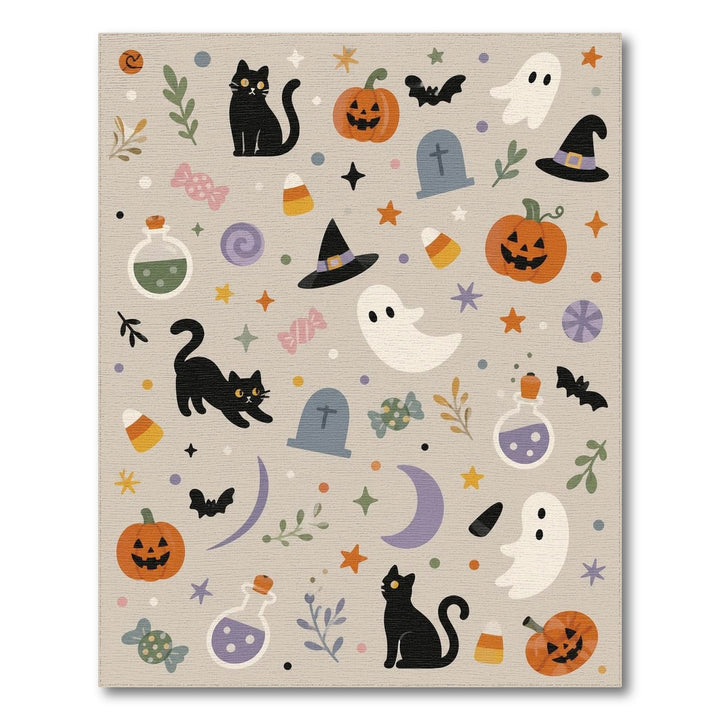 Halloween Cats Pumpkins Kids Cartoon Area Rug