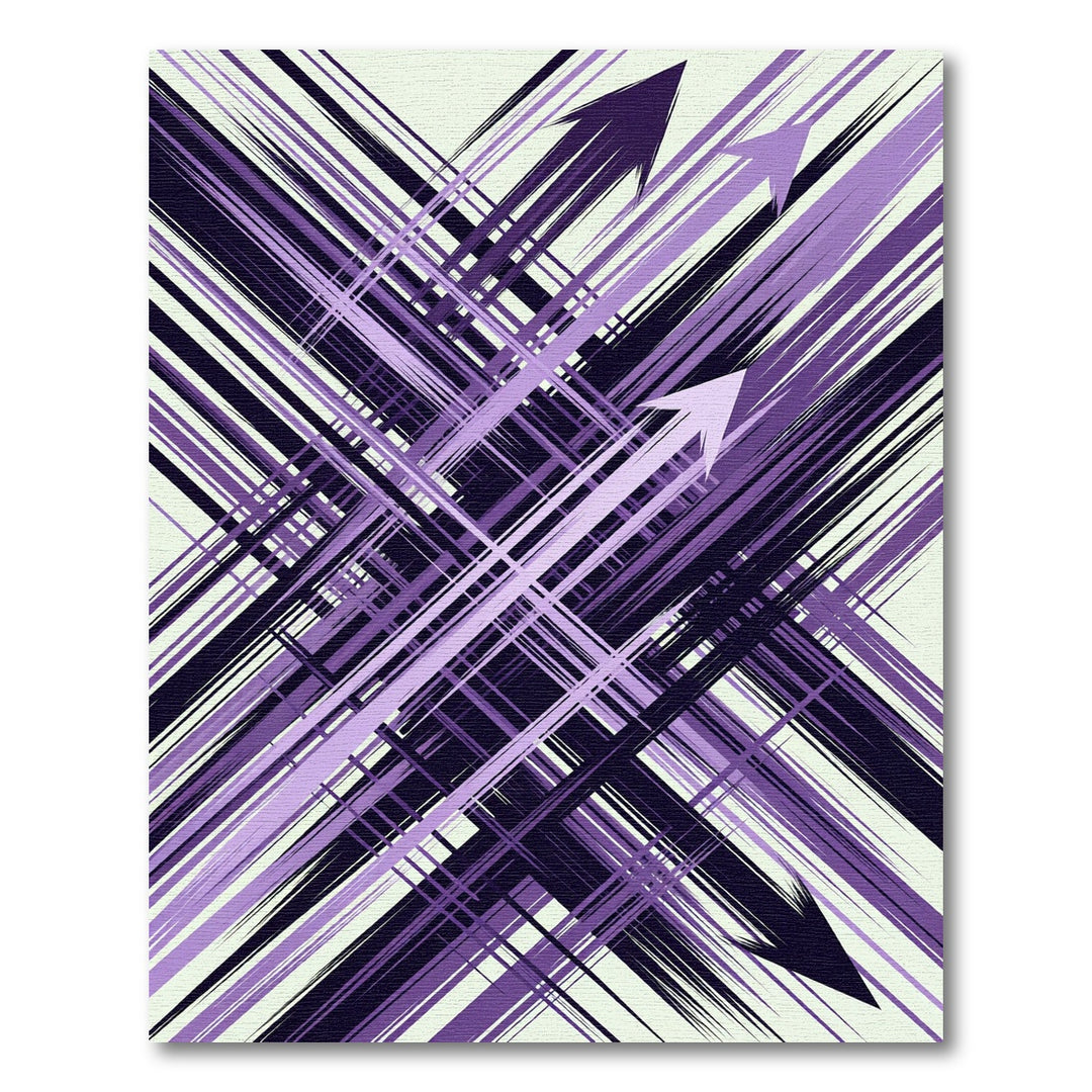 Purple Abstract Arrow Composition Rug