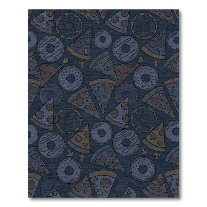 Navy Blue Pizza Donut Collage Rug