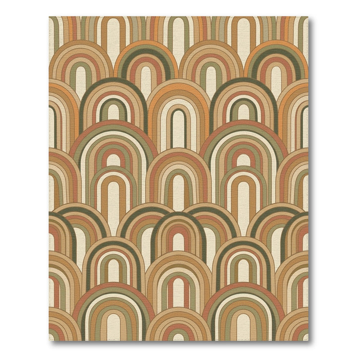 Terracotta Earthy Tone Rainbow Waves Rug