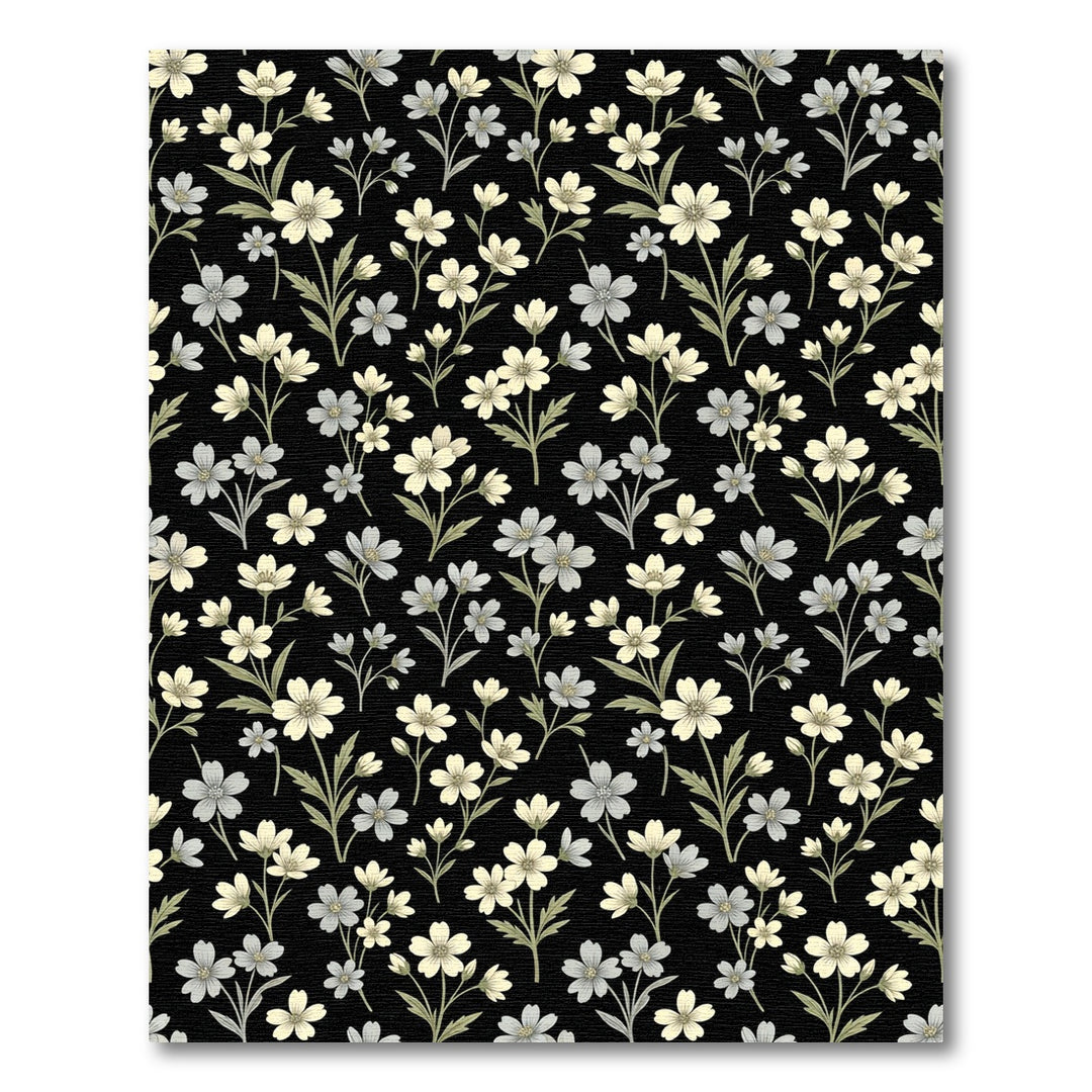 Light Cream Blue Floral Garden Rug