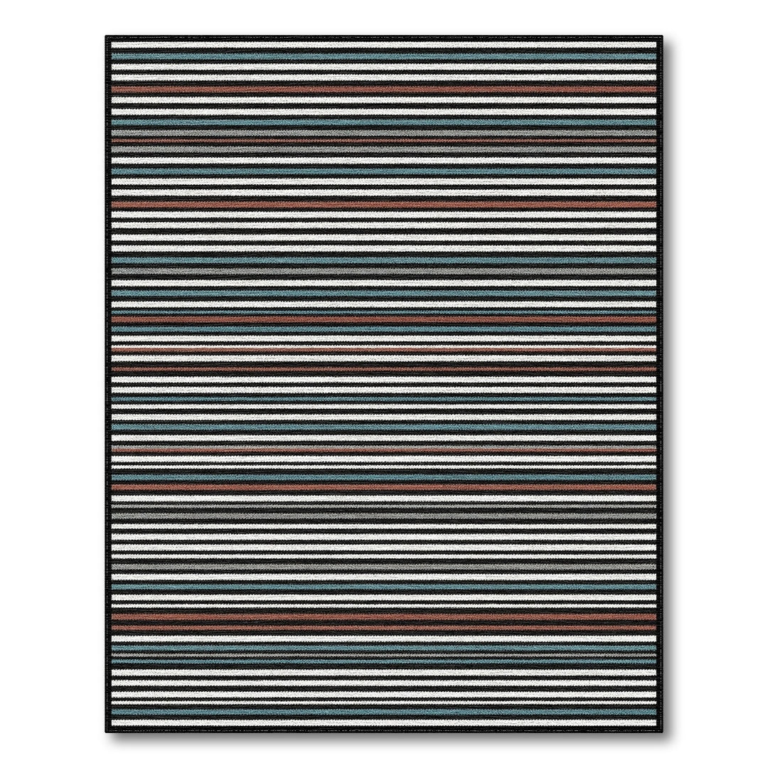 Geometric Modern Multi-Color Striped Geometric Area Rug