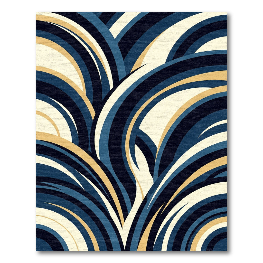 Deep Blue Gold Arc Cascade Rug