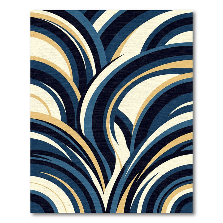 Deep Blue Gold Arc Cascade Rug