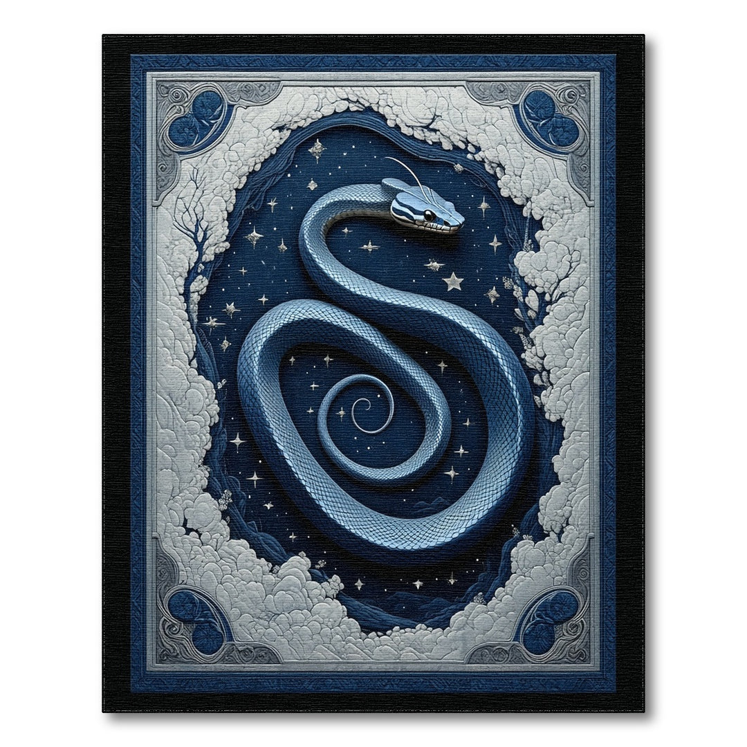 Blue Celestial Snake Coiled Area Rug