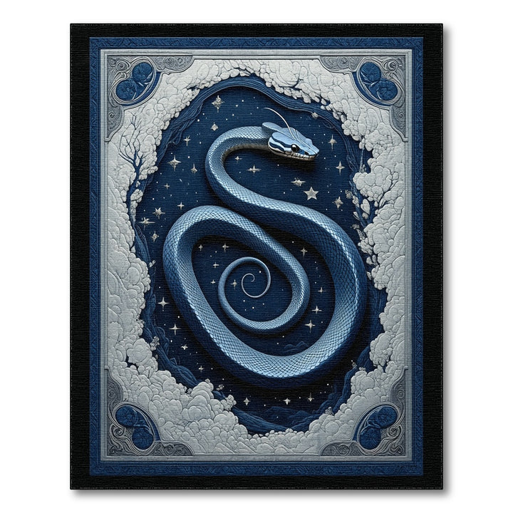 Blue Celestial Snake Coiled Area Rug