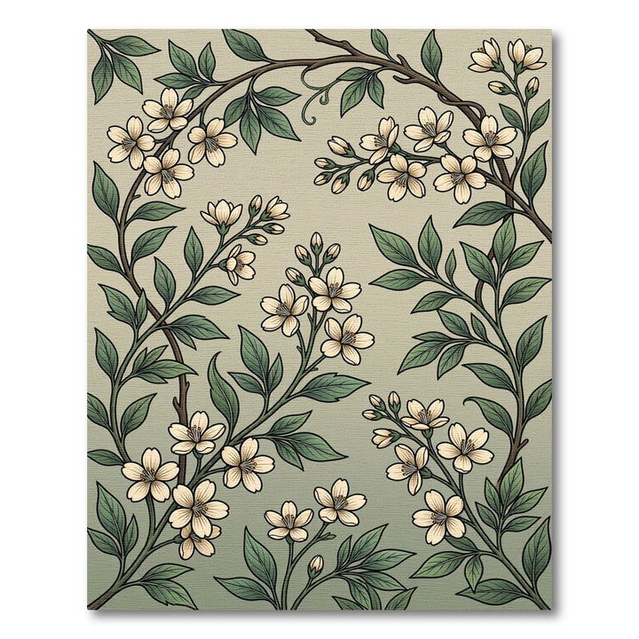 Elegant Ivory Blossom Branch Art Rug