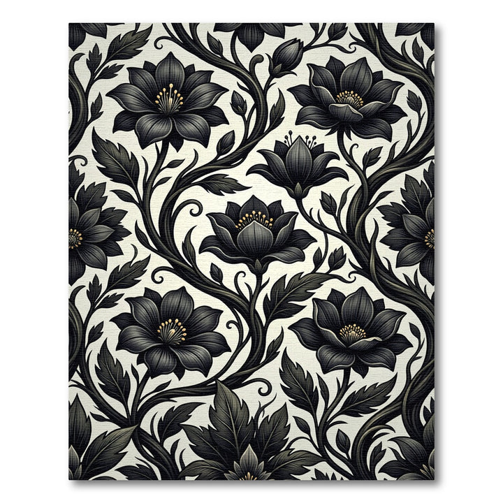 Dark Floral Vine Botanical Area Rug