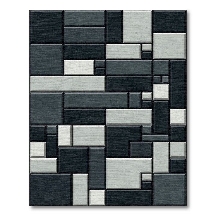 Dark Geometric Block Rug