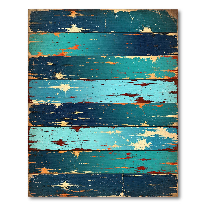 Distressed Teal Blue Wood Plank Rug