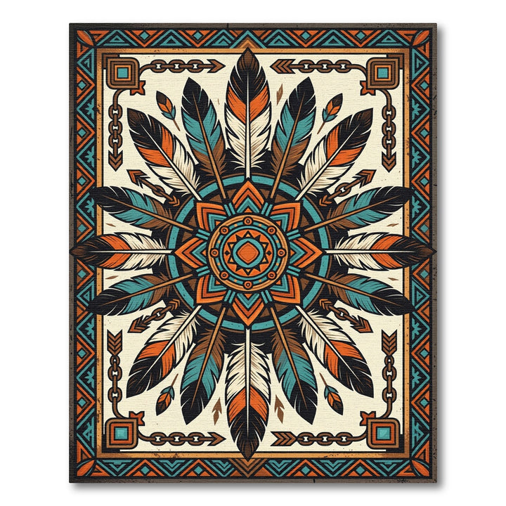 Feather Sunburst Tribal Medallion Rug