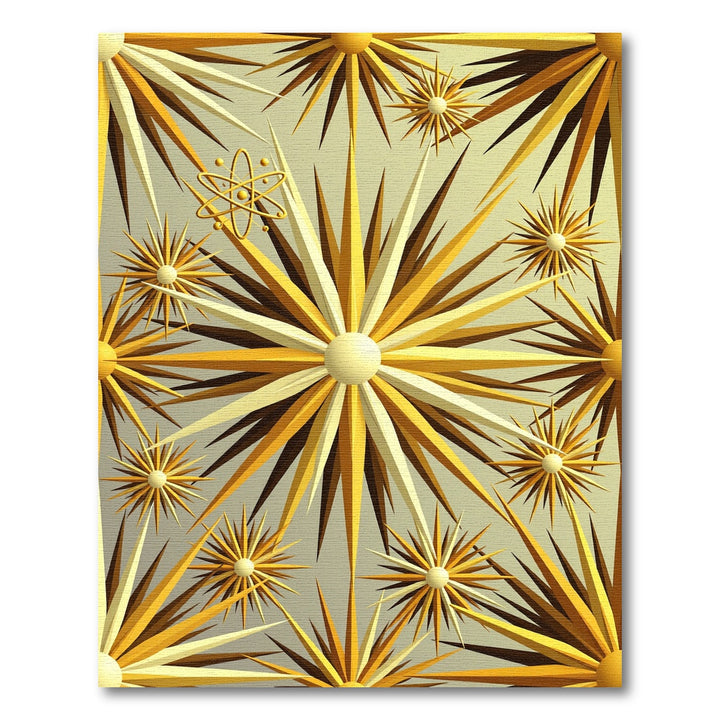 Golden Starburst Atom Abstract Rug