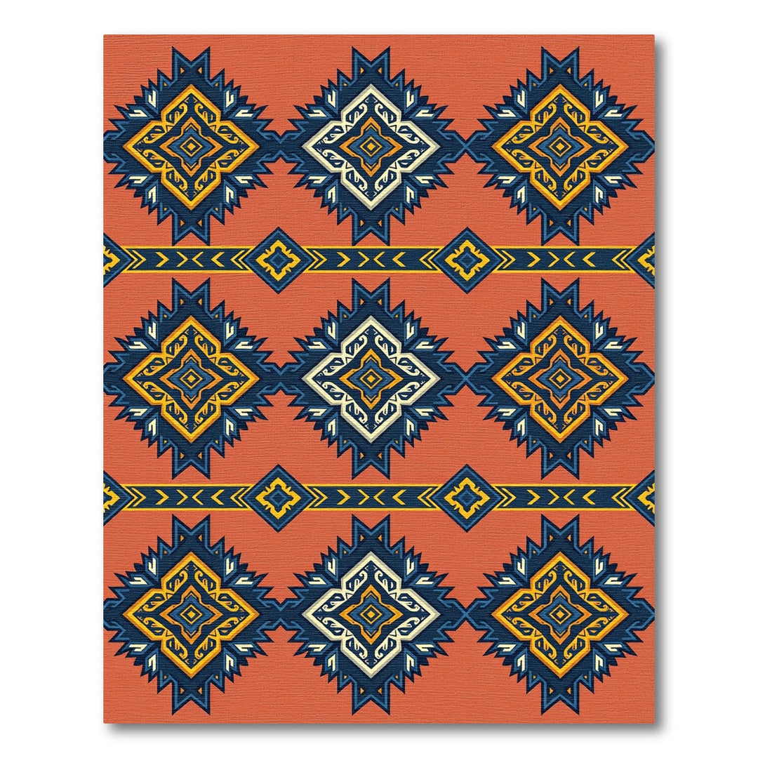 Aztec Sunburst Diamond Geometric Rug