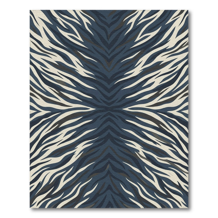 Deep Blue Zebra Stripe Abstraction Rug