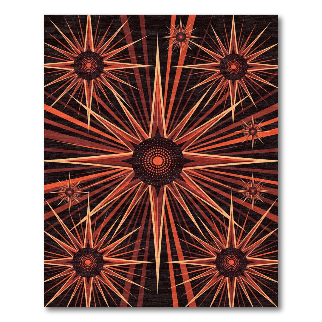 Crimson Sunburst Starburst Floral Rug