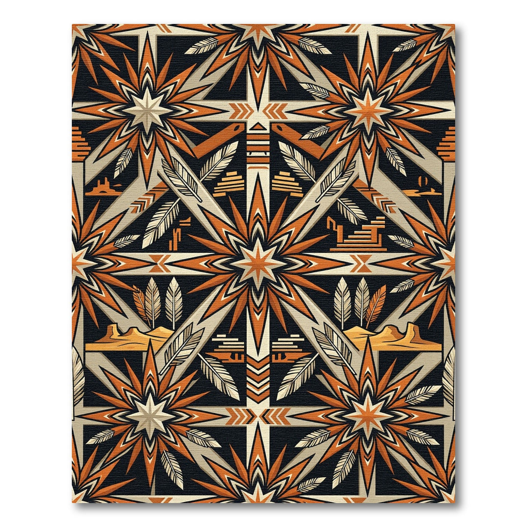 Bold Orange Starburst Tribal Rug