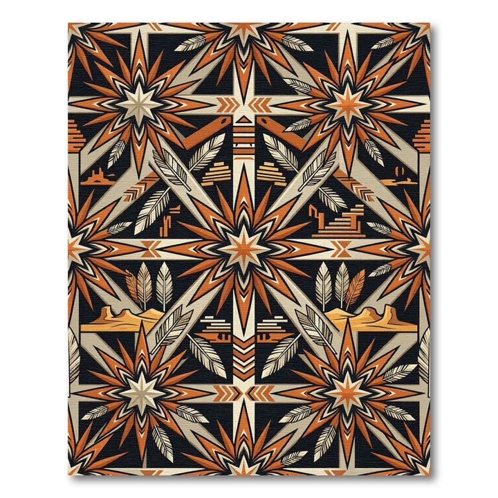 Bold Orange Starburst Tribal Rug