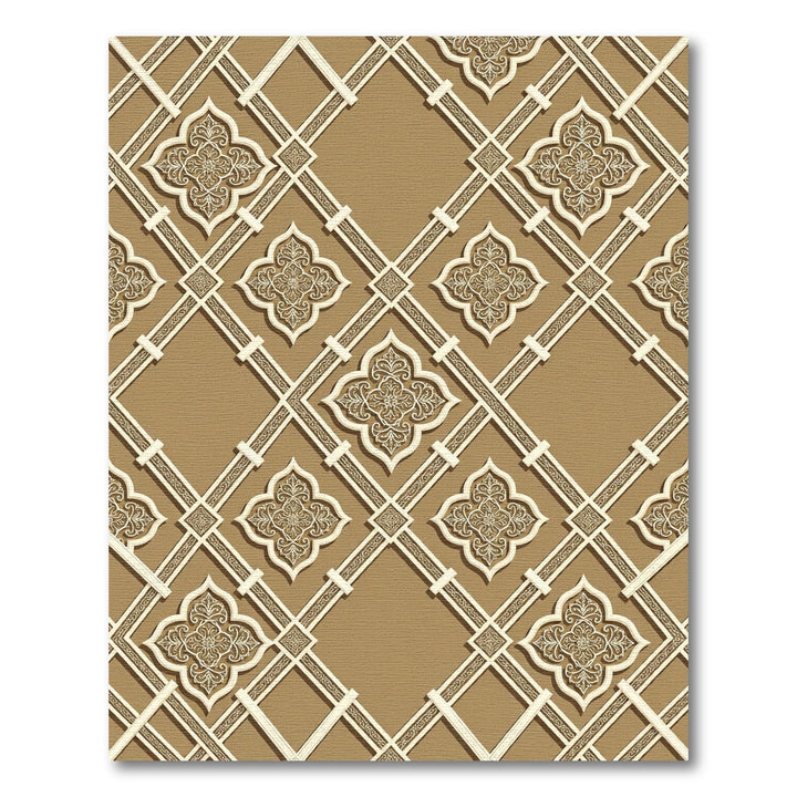 Ornate Gold Lattice Floral Rug