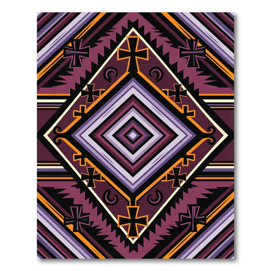 Majestic Purple Geometric Cross Rug