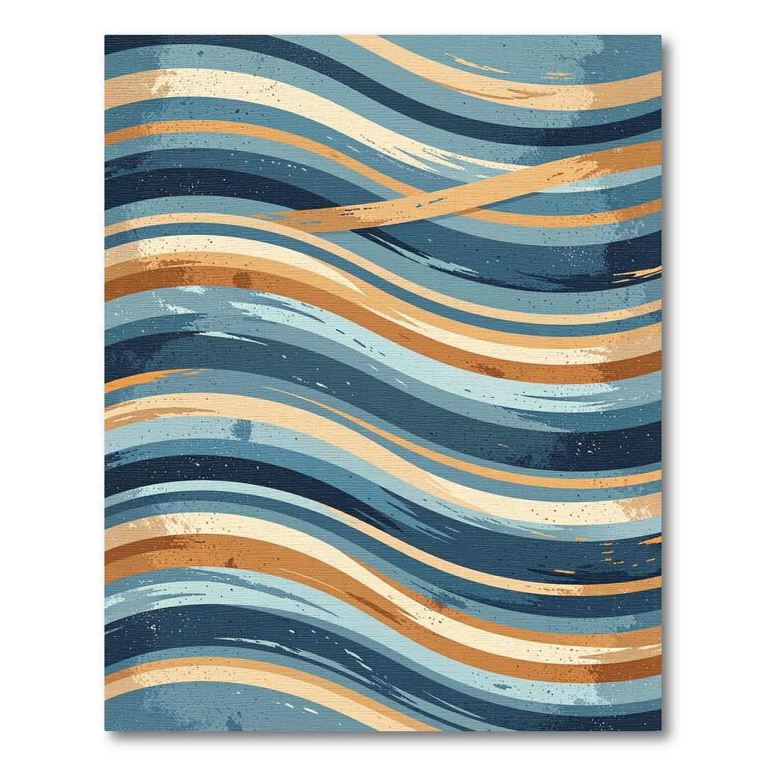 Oceanic Blue Tan Wave Rug