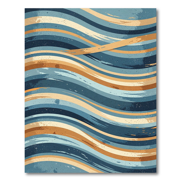 Oceanic Blue Tan Wave Rug