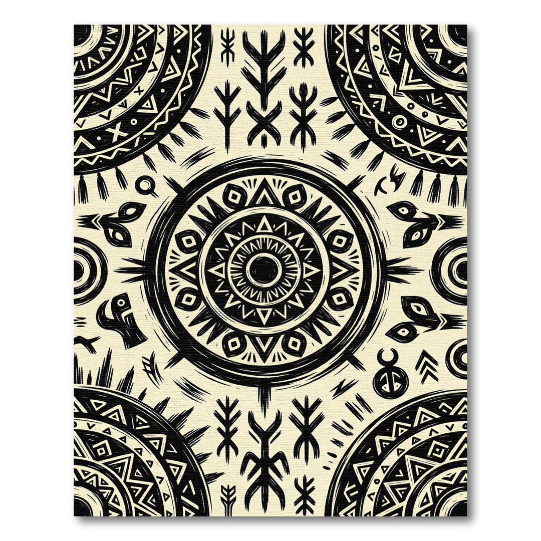 Tribal Black Sunburst Mandala Rug