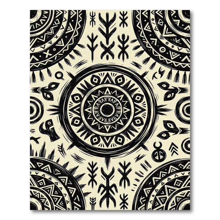 Tribal Black Sunburst Mandala Rug