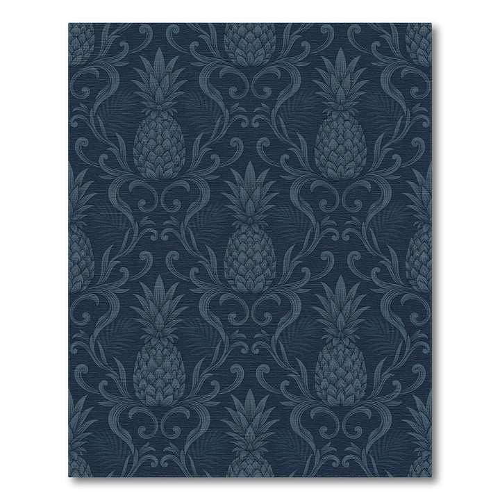 Dark Blue Pineapple Damask Rug
