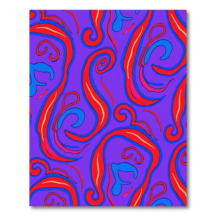 Vibrant Red Blue Swirls Rug