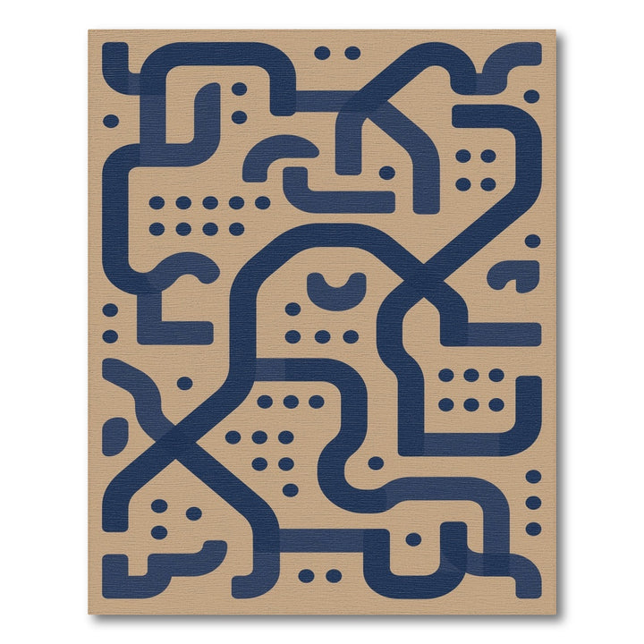 Navy Geometric Beige Area Rug