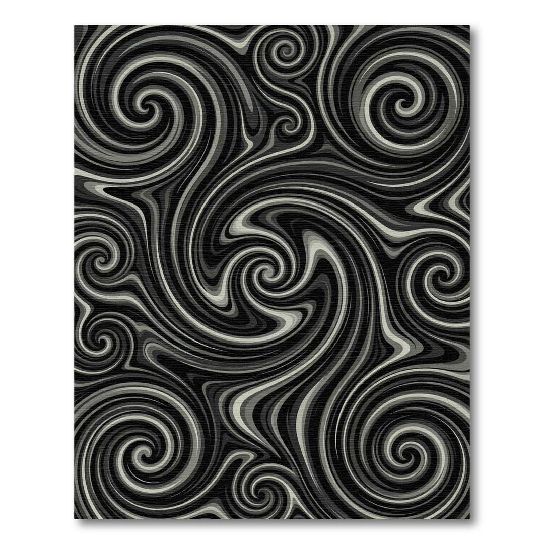 Cool Monochrome Swirls Intertwine Rug