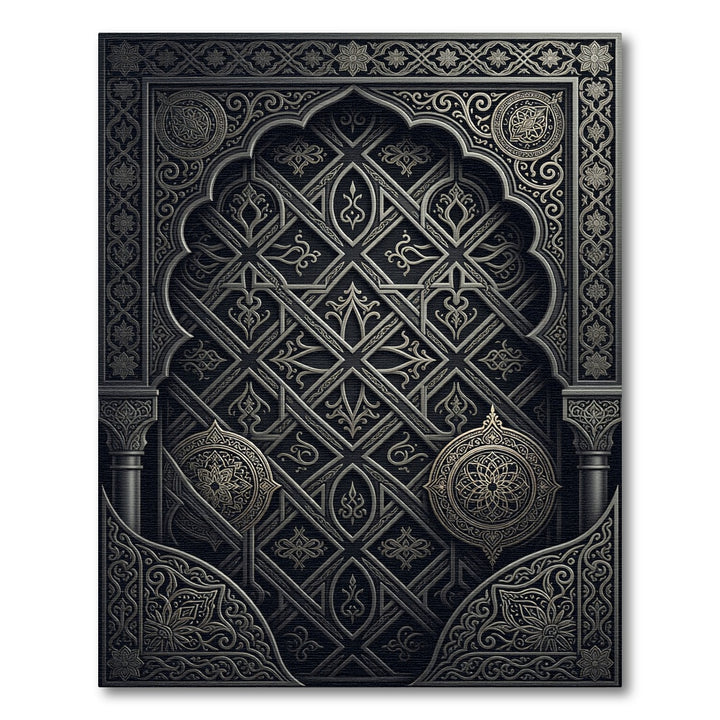Ornate Noir Geometric Medallions Rug