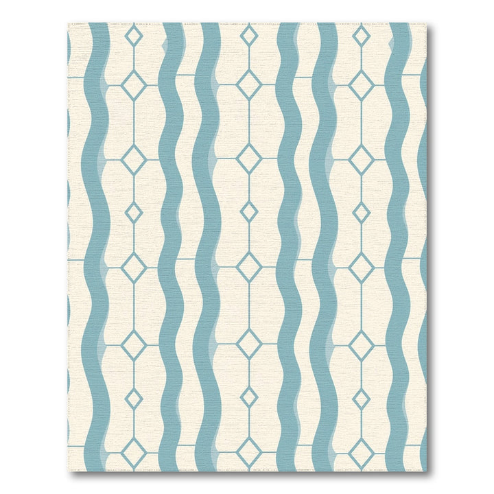 Teal Wave Lattice Area Rug