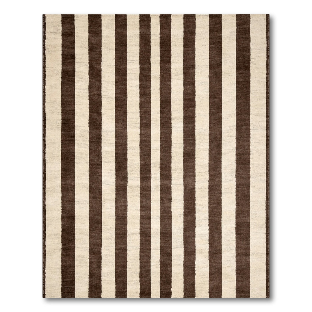 Brown and Beige Striped Area Rug