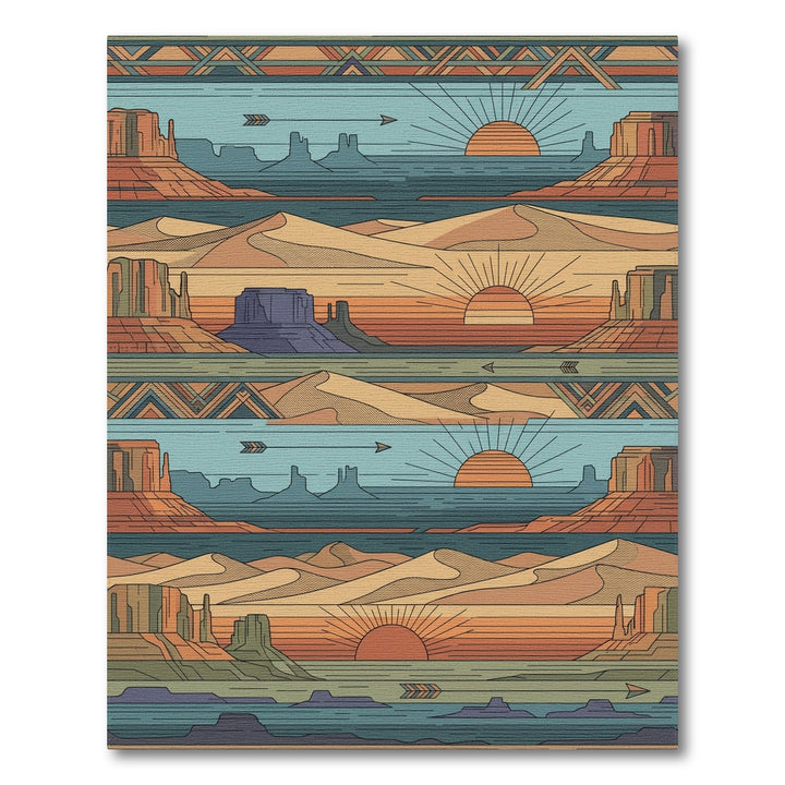Desert Sunset Geometric Landscape Rug