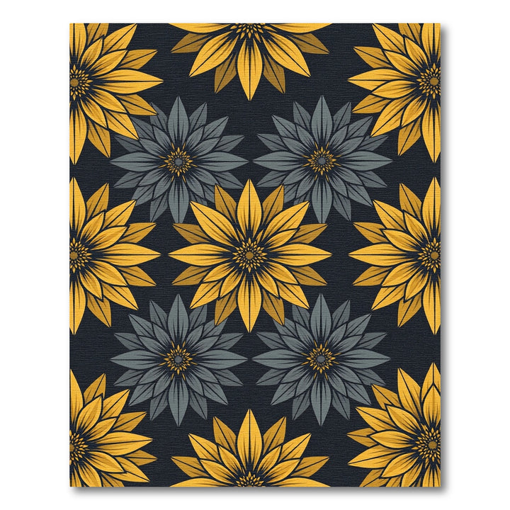 Bold Yellow Gray Lotus Bloom Rug