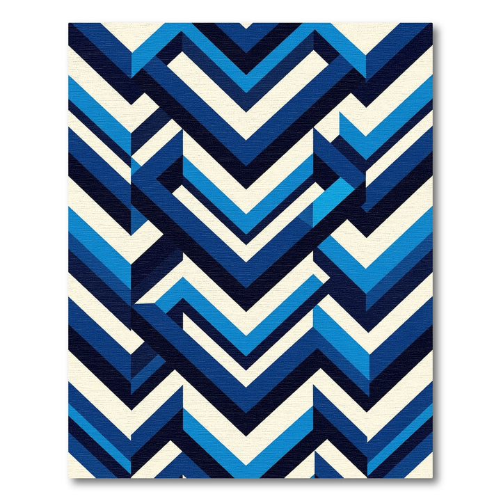 Geometric Chevron Maze Blue Rug